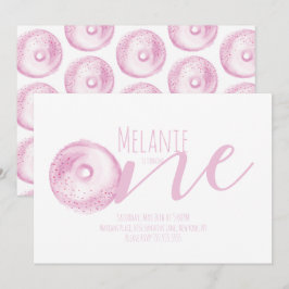 Wasserfarbe Donut Erster Geburtstag Süßes Party Ro Einladung