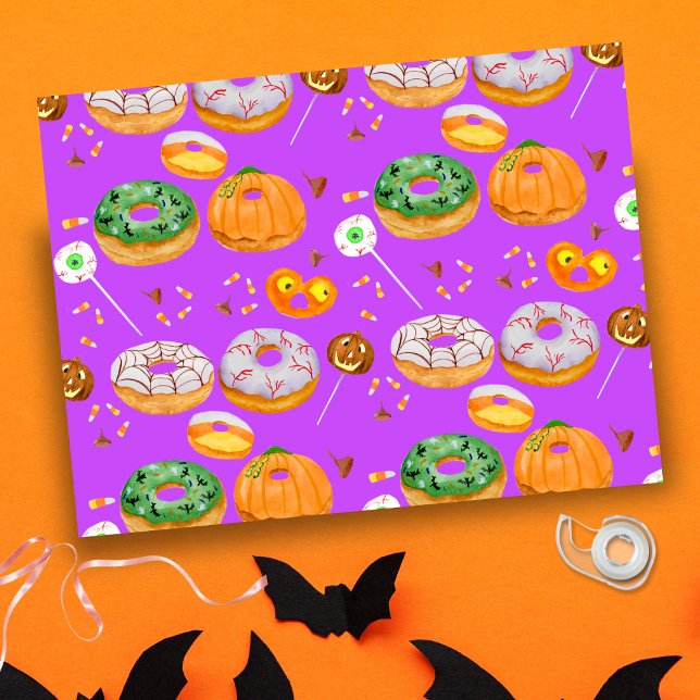 Wasserfarbe Donut-leckeres Happy Halloween Candy Seidenpapier (Spooktacular Halloween Donut Tissue Paper: Perfect for arts, crafts, and gift wrapping!)