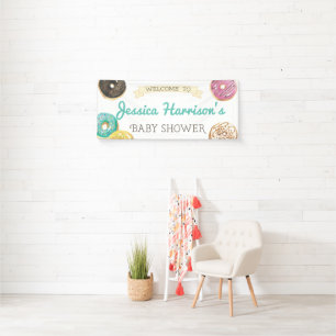 Wasserfarbe Donut Sweet Baby Dusche Willkommen Banner