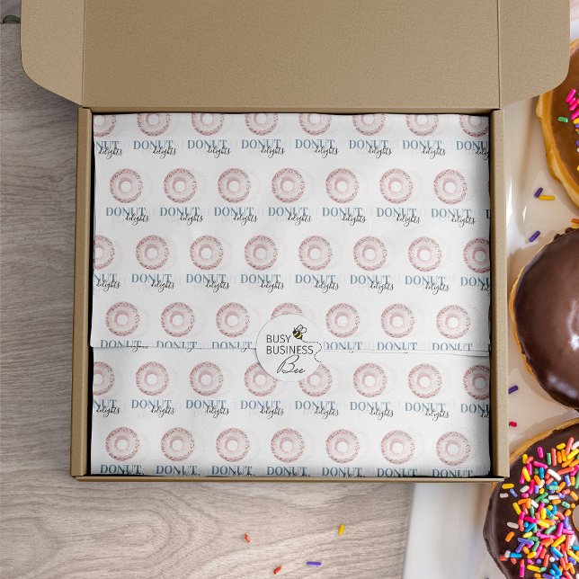 Wasserfarbe Donut Sweet Small Business Seidenpapier (Logo branded tissue paper by Busy Business Bee)