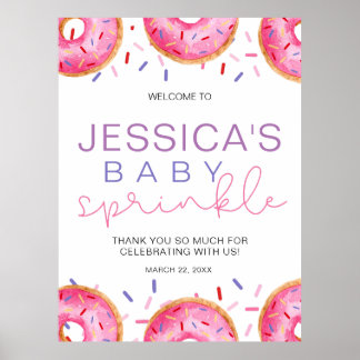 Wasserfarbe Donuts Baby Girl Sprinkle Dusche Poster