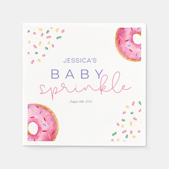 Wasserfarbe Donuts Mädchen Baby Sprinkle Dusche Serviette (Vorderseite)