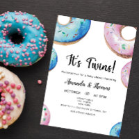 Wasserfarbe Donuts Twin Boy Girl Babydusche