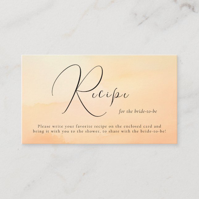 Wasserfarbe Dreamy Cloud Nine Brautparty Rezept Begleitkarte (Vorderseite)