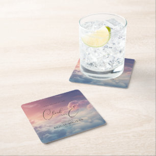 Wasserfarbe Dreamy Sonnenuntergang Cloud 9 Brautpa Rechteckiger Pappuntersetzer