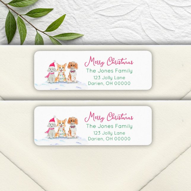 Wasserfarbe Drei Hunde zu Weihnachten bereit (Von Creator hochgeladen)