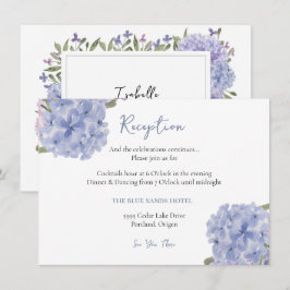 Wasserfarbe Dusty Blue Hydrangea Empfang Begleitkarte