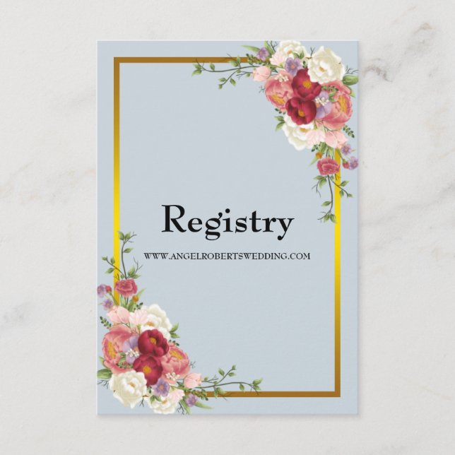 Wasserfarbe Dusty Gray Gold Blush Peach Hochzeit Begleitkarte (Vorderseite)