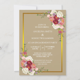 Wasserfarbe Dusty Gray Gold Blush Peach Hochzeit Einladung