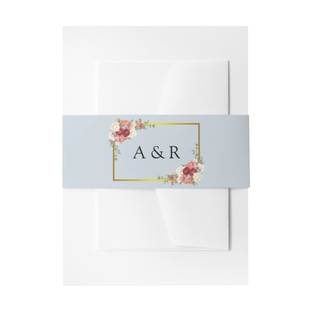 Wasserfarbe Dusty Gray Gold Blush Peach Hochzeit Einladungsbanderole (Vorderseite Beispiel)