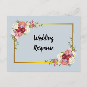 Wasserfarbe Dusty Gray Gold Blush Peach Hochzeit Postkarte