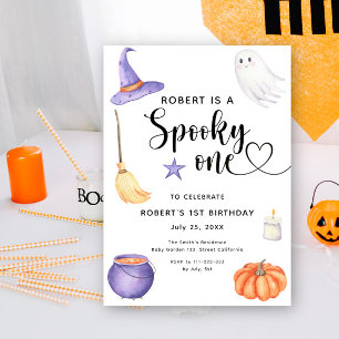 Wasserfarbe Ein Halloween 1. Geburtstag Einladung