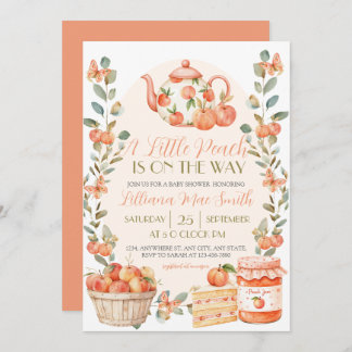 Wasserfarbe Ein kleiner Pfirsich ist auf dem Weg Einladung