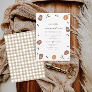 Wasserfarbe Ein kleiner Pumpkin Erster Geburtstag Einladung