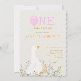 Wasserfarbe Eine Alberne Gänse Wildblume 1. Geburt Einladung