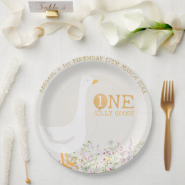 Wasserfarbe Eine Alberne Gänse Wildblume 1. Geburt Pappteller