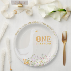 Wasserfarbe Eine Alberne Gänse Wildblume 1. Geburt Pappteller