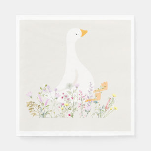 Wasserfarbe Eine Alberne Gänse Wildblume 1. Geburt Serviette