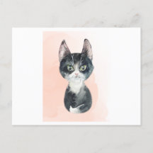 Wasserfarbe einer flauschigen, lustigen Katze