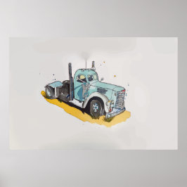 Wasserfarbe eines Halbwagens, stilisiert Poster