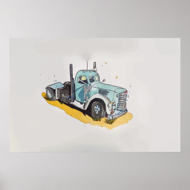 Wasserfarbe eines Halbwagens, stilisiert Poster (Vorne)
