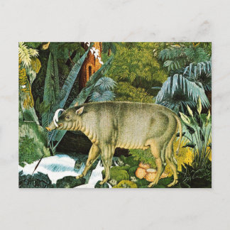 Wasserfarbe eines Wilden Schweins Babirusa Postkarte