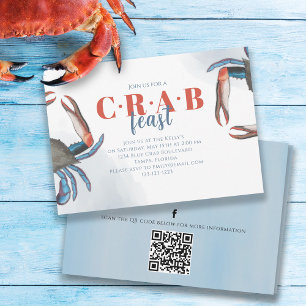 Wasserfarbe Einfache blaue Krabbe QR Code Social M Einladung