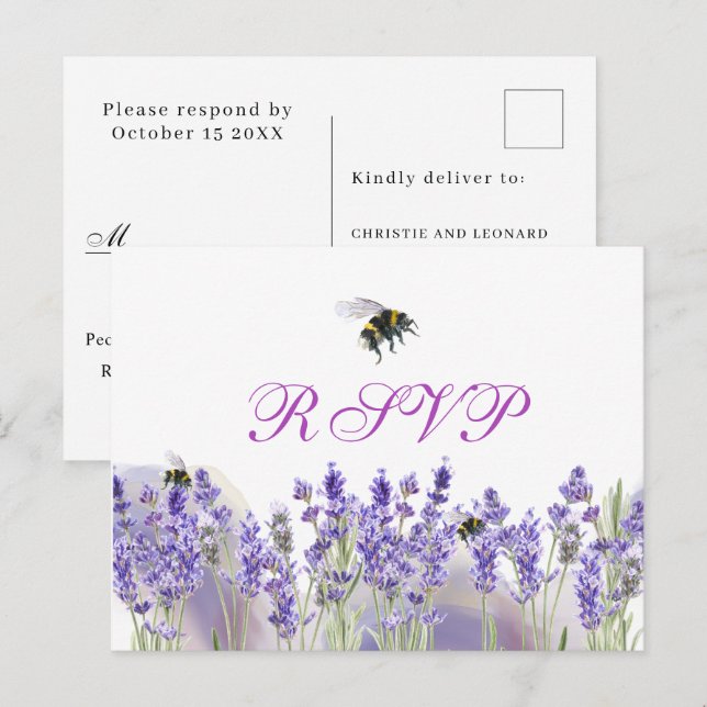 Wasserfarbe Einfache Elegante Boho Wedding RSVP Postkarte (Vorne/Hinten)