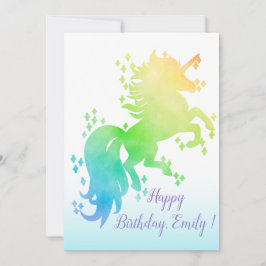 Wasserfarbe Einhorn mit Stern  Einladung