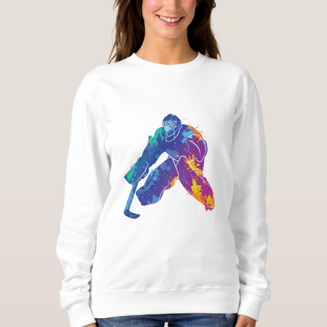 Wasserfarbe Eishockey Goalie Sweatshirt (Vorderseite)