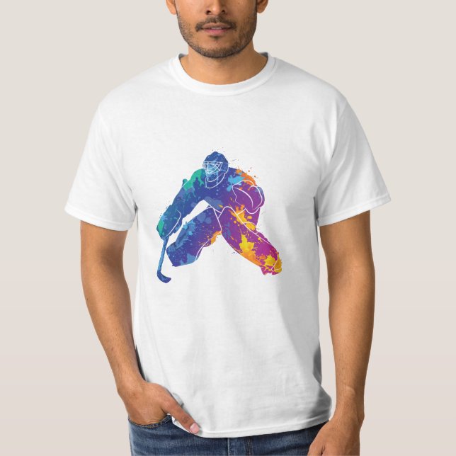 Wasserfarbe Eishockey Goalie T-Shirt (Vorderseite)