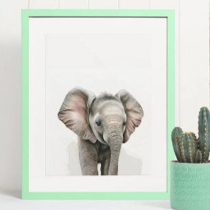 Wasserfarbe Elefant Babyzimmer Dschungel Safari Poster
