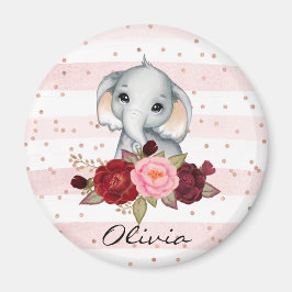 Wasserfarbe Elefant Niedlich Pink Baby Girl Magnet