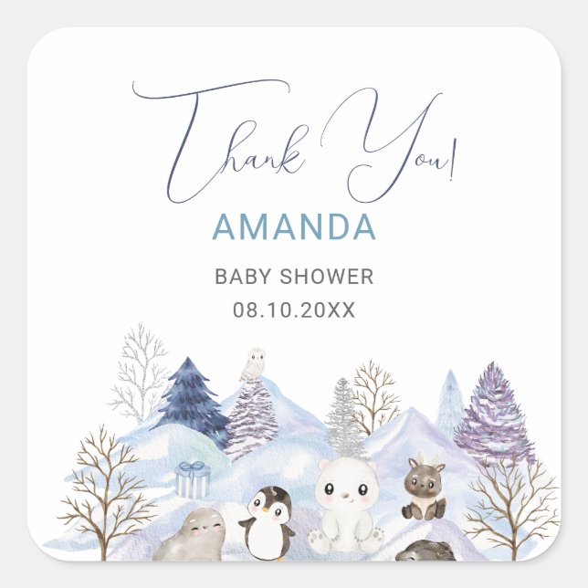 Wasserfarbe Eleganbaby Es ist kalt außerhalb von B Quadratischer Aufkleber (Vorderseite)