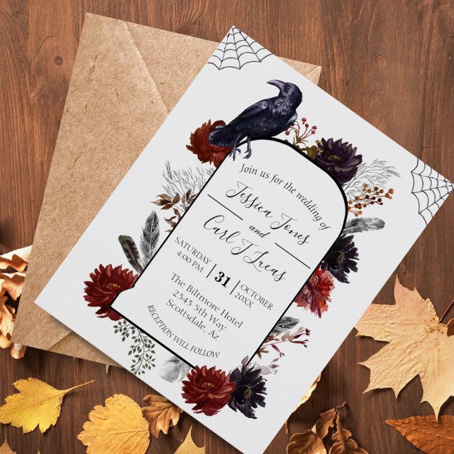 Wasserfarbe Elegant Halloween Floral Boho Feather (Von Creator hochgeladen)