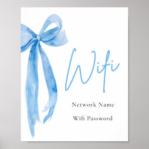 Wasserfarbe Elegant Modernes Dusty Blue Bow Wifi Z Poster