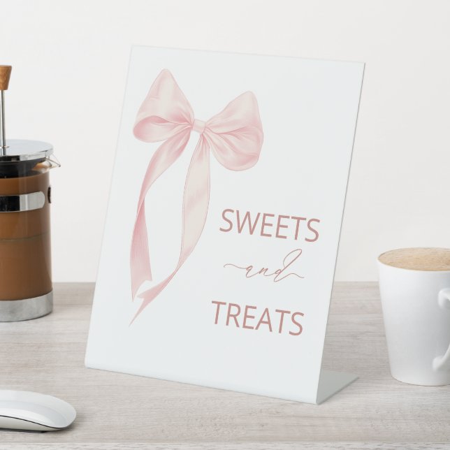 Wasserfarbe Elegante Bow Ribbon Babydusche Süßigke Sockelschild (In SItu)