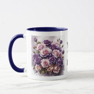 Wasserfarbe Elegante Dark Violet Rose Blume Tasse