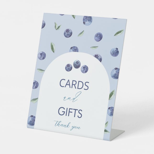 Wasserfarbe Elegante Duschkarten für Heidelbeeren  Sockelschild (Vorderseite)