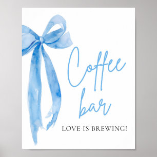 Wasserfarbe Elegante Dusty Blue Bow Bar Zeichen Poster