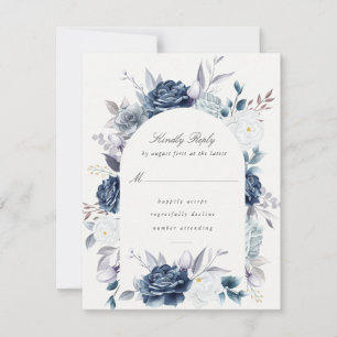 Wasserfarbe Elegante Dusty Blue Floral uAwg RSVP Karte