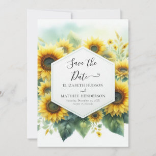 Wasserfarbe Elegante Hochzeit der Sonnenblumen Save The Date
