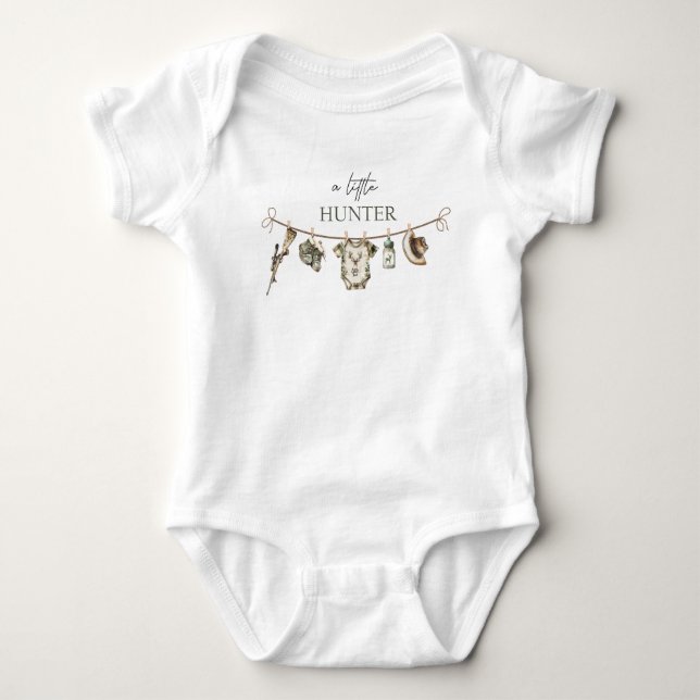 Wasserfarbe Elegante Kleine Jäger Babydusche Baby Strampler (Vorderseite)
