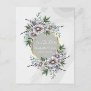 Wasserfarbe Elegante Lila Blumen Save the Date Postkarte