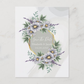 Wasserfarbe Elegante Lila Blumen Save the Date Postkarte