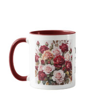 Wasserfarbe Elegante Maroon Rose Blume Tasse