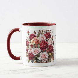 Wasserfarbe Elegante Maroon Rose Blume Tasse