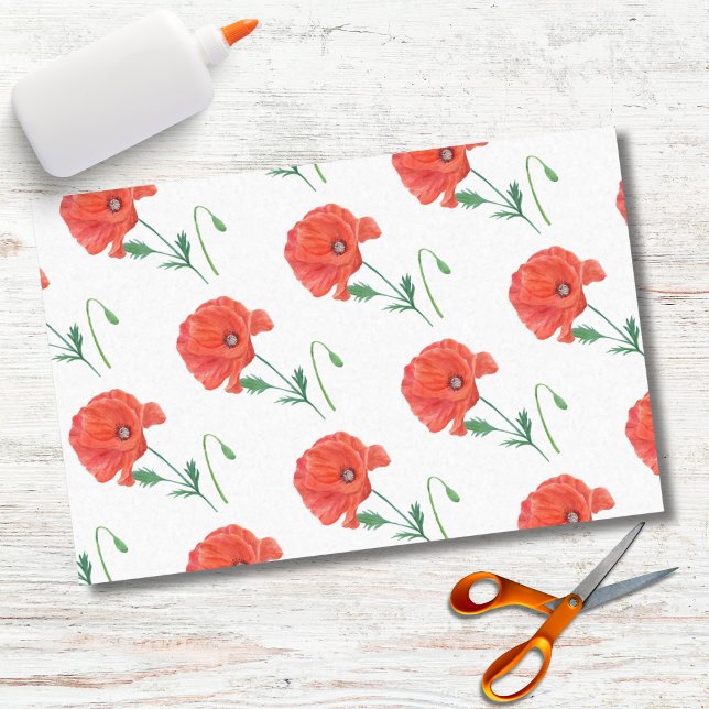 Wasserfarbe Elegante Orange Poppy Seidenpapier (Von Creator hochgeladen)