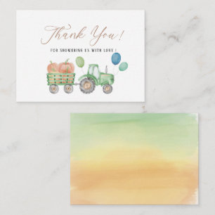 Wasserfarbe Elegante Pumpkin Traktor Babydusche Mitteilungskarte