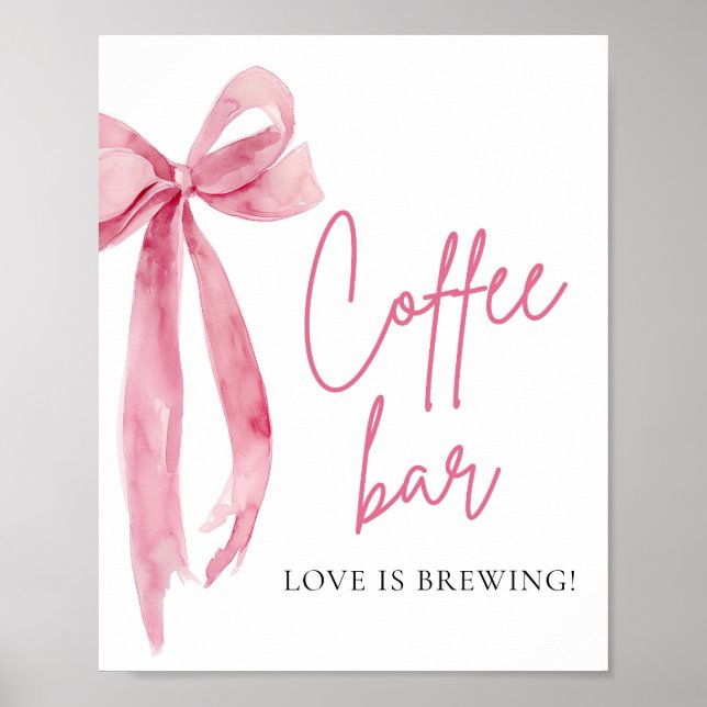 Wasserfarbe Elegante Rosa Pink-braun Kaffee Bar Ze Poster (Vorne)